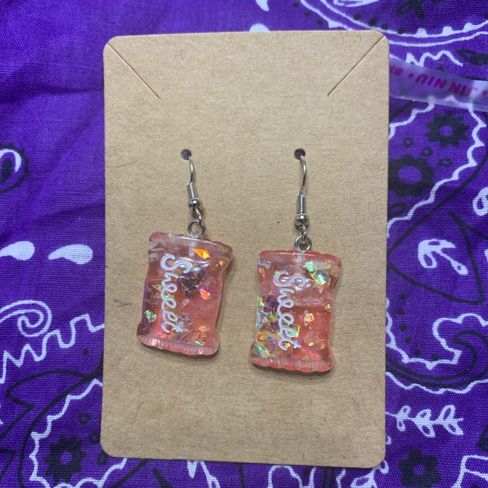 Pink Candy Bag Earrings